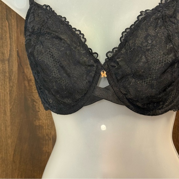 NWT Savage x Fenty 38F(DDD) Floral Lace Unlined Bra in Caviar Black - Picture 3 of 13